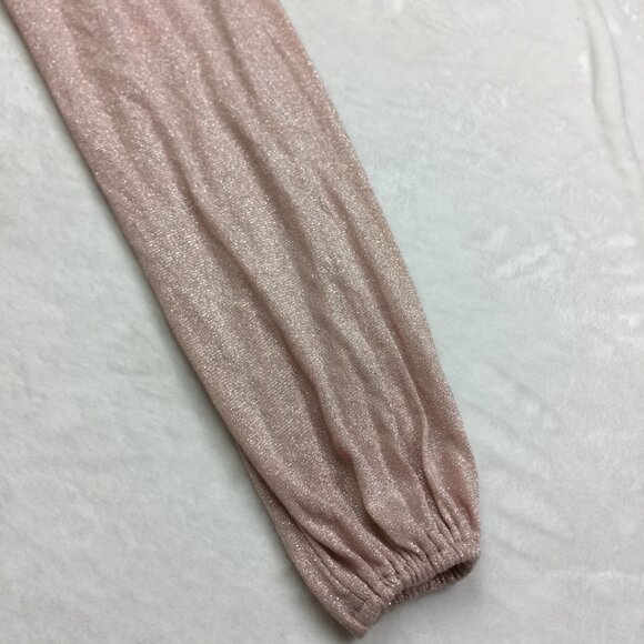 New! LC Lauren Conrad Wrap Dress S Woman Pink Metallic Knit Long Sleeve Ruffle - Picture 11 of 15